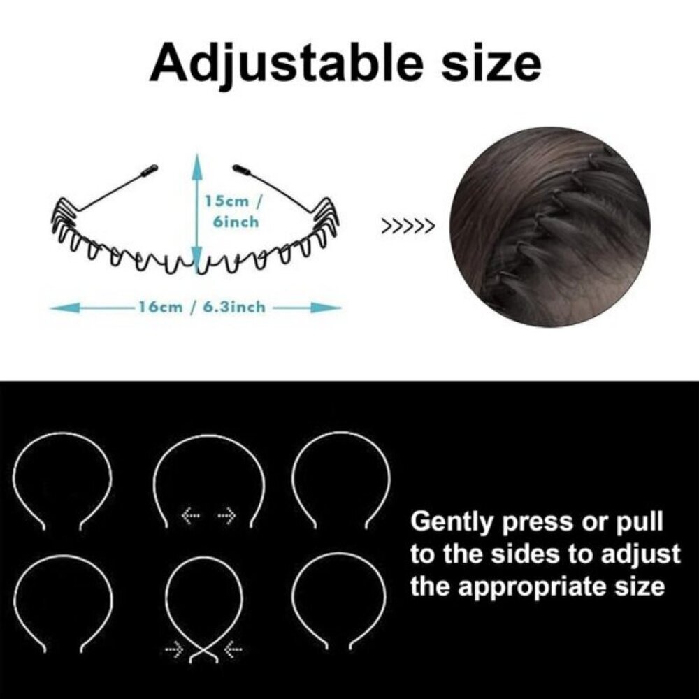 ⚡Men Z-New 1pcs Metal Fashion Unisex Wavy Outdoor Sport Simple Elastic Headbands - Picture 2 of 7